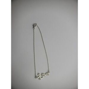 Vintage Silver Tone Bracelet Anklet Love Charm Jewelry Costume